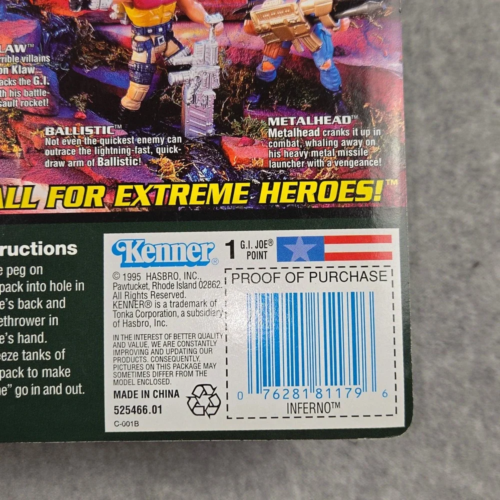 GI Joe Extreme Inferno Action Figure Kenner 1995 Firebolt Flamethrower 81179 NIB